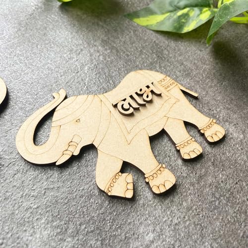 Door Entrance Hanging, 2-Layered 3mm Thick Pine MDF - Subh Labh for Home Decor and Festivals