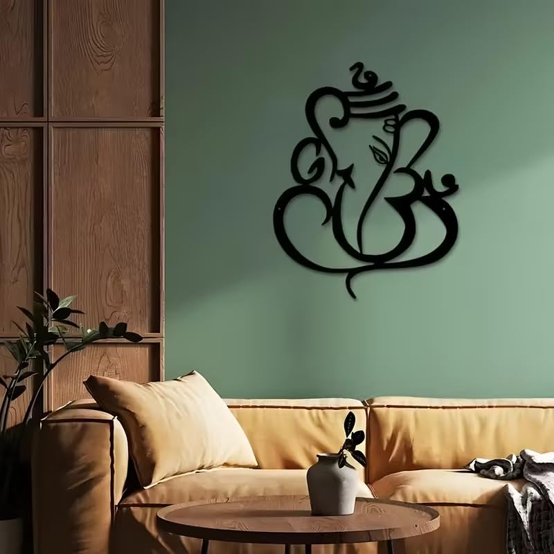 Ganesha Wooden Wall Art Hindu God Ganesha Decor | Modern Indian Spiritual Wall Hanging for Home, Office, Temple