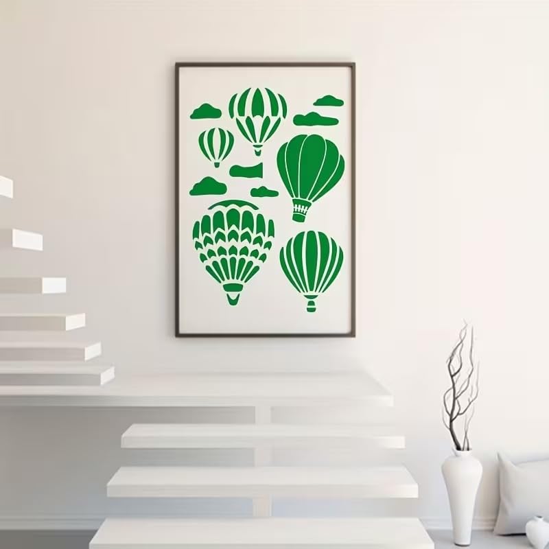 Hot Air Balloon Painting Stencil 8.27 x 11.69 Inch | Reusable Craft Stencil | Balloon Template for Wall Painting
