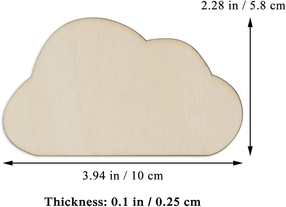 20 Pcs Wooden Cloud Shaped Cutouts Unfinished Wood Tags for DIY Crafts, Painting