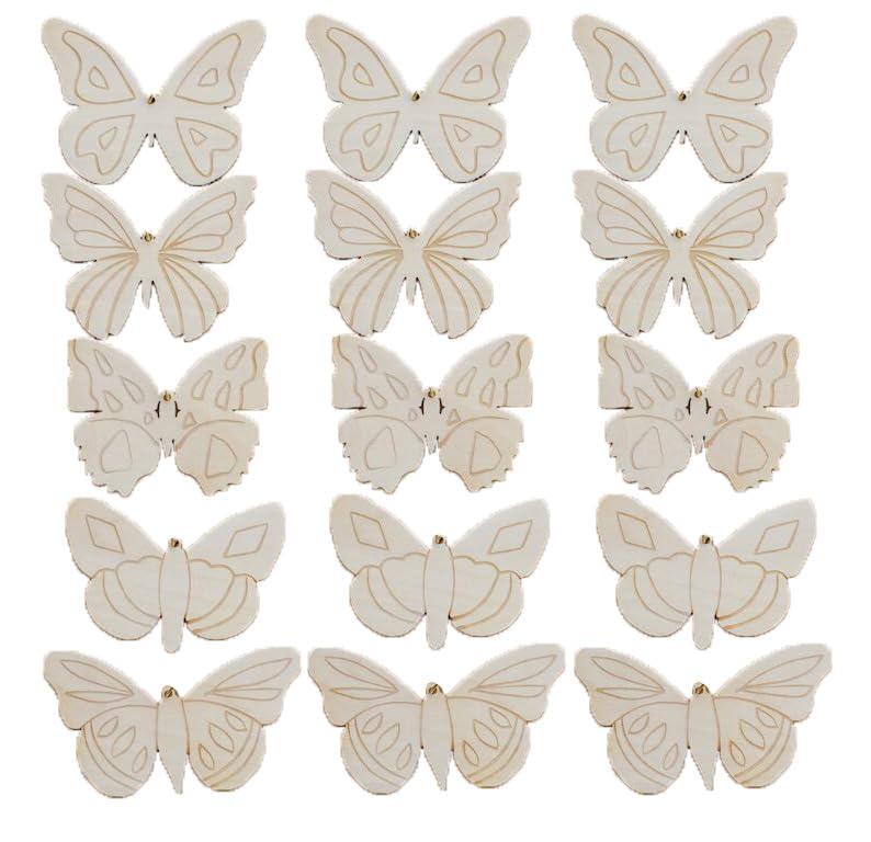 Haoser 20?Pieces?Butterfly?Unfinished?Wooden?Butterfly|Unfinished?Wooden?Butterfly|Butterfly Cutouts for Decoration - Haoser