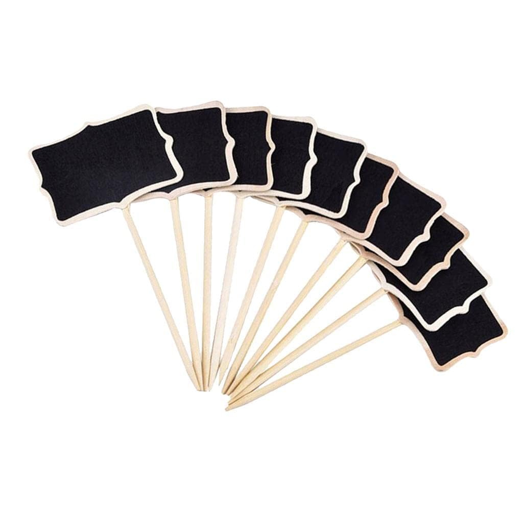10 Pcs Wooden Chalkboard Price Tags with Stand – 7 Inch Reusable Mini Blackboard