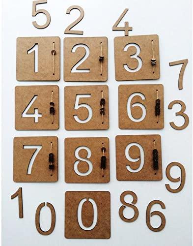 Haoser Wooden Mathematic Puzzle, Square Shape Number Counting Game for Kids - Preschool Education Math Stacking Block Learning Wooden Puzzle (5 Inch) - Haoser
