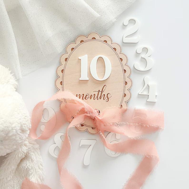 Haoser Baby Photo Props Cards for Baby Growth Recording (Ribbon)