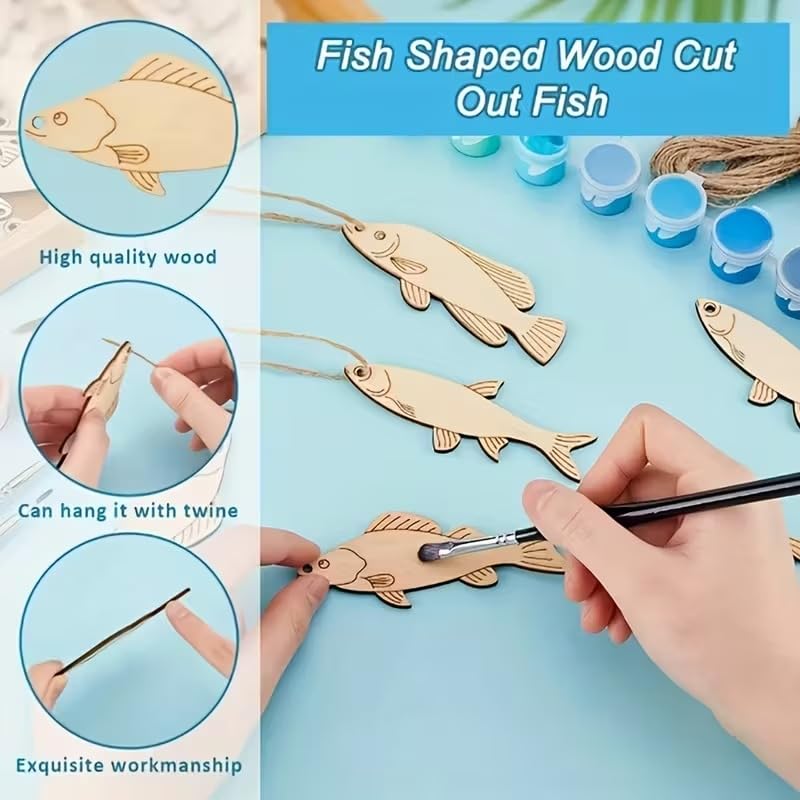12 PCS Wooden Cutout Ornaments for DIY Painting – Hanging Decorations for Christmas