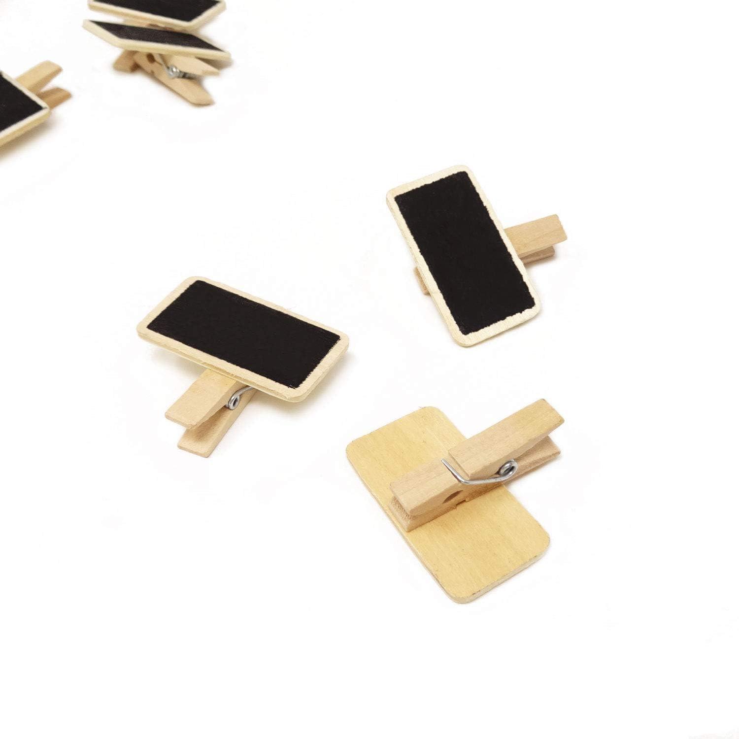 Haoser 12 Mini Retangle Chalkboard Blackboard with Wooden Clip Message Board Signs and Labels Clips - Haoser