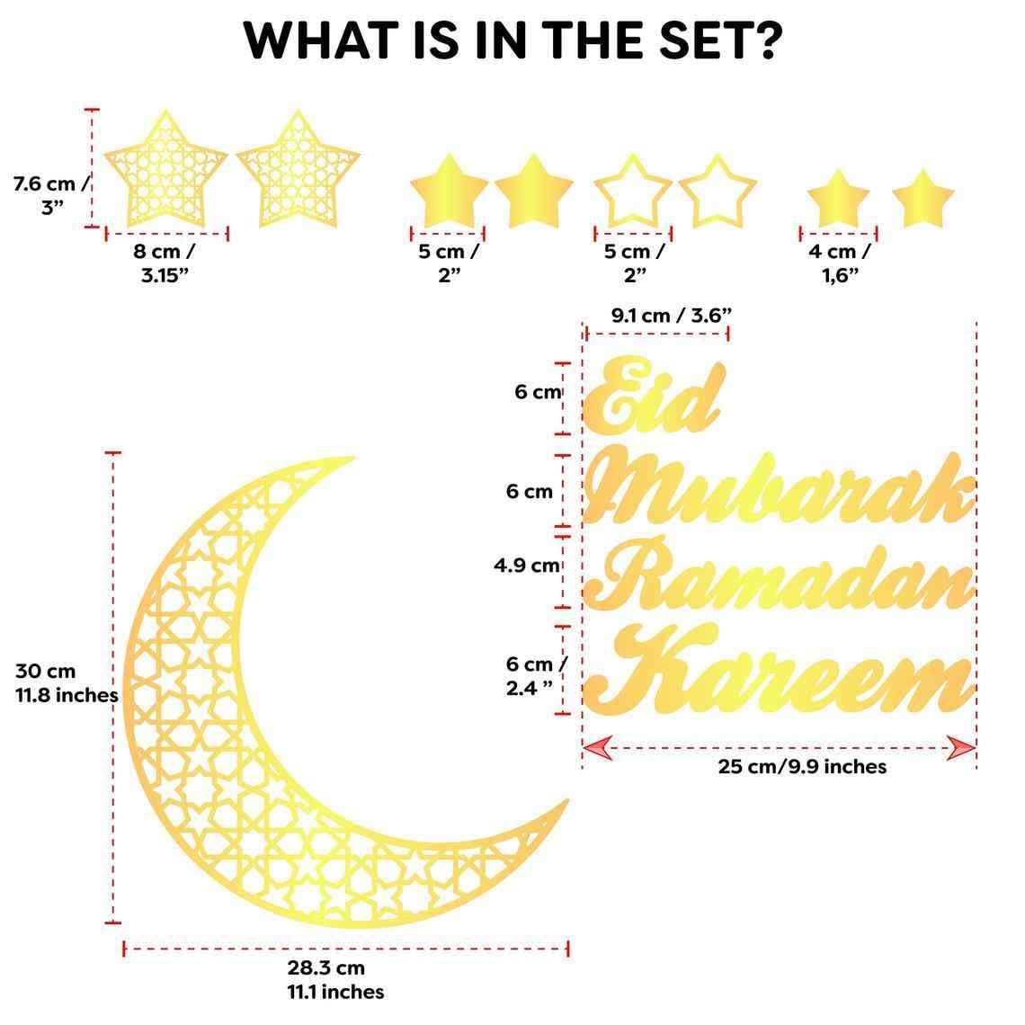 Haoser Ramadan Kareem Ramzan Mubarak Moon And Stars (gold)