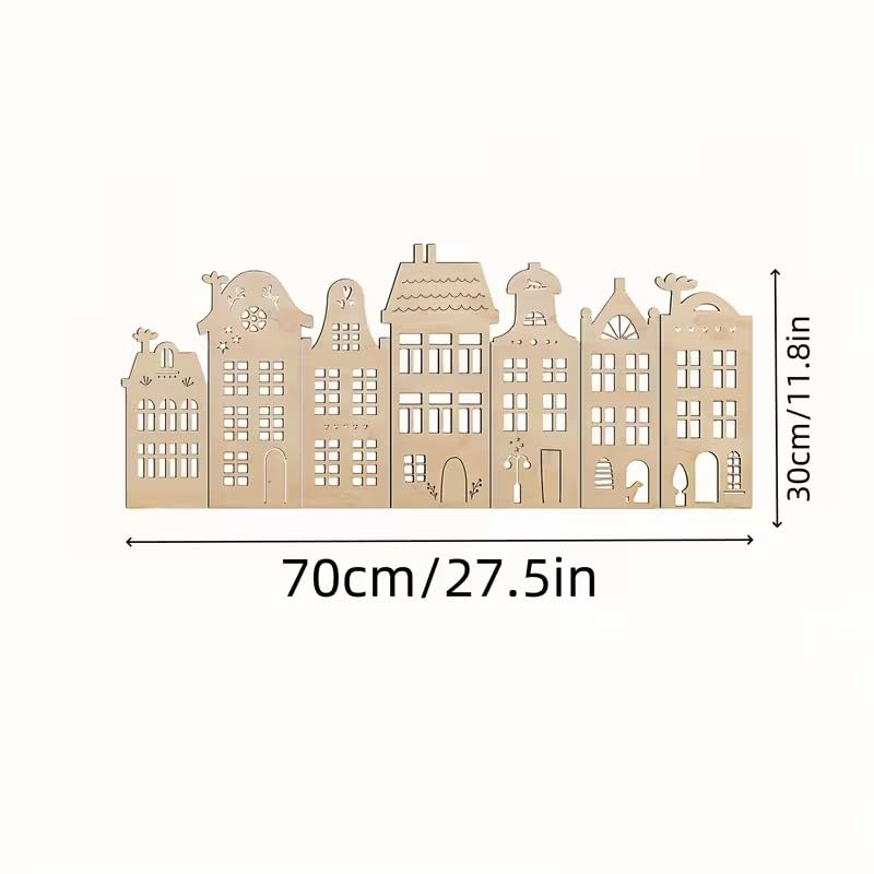 7 Pcs Wooden House Wall Art Set | Reusable Self-Adhesive Wall Decor