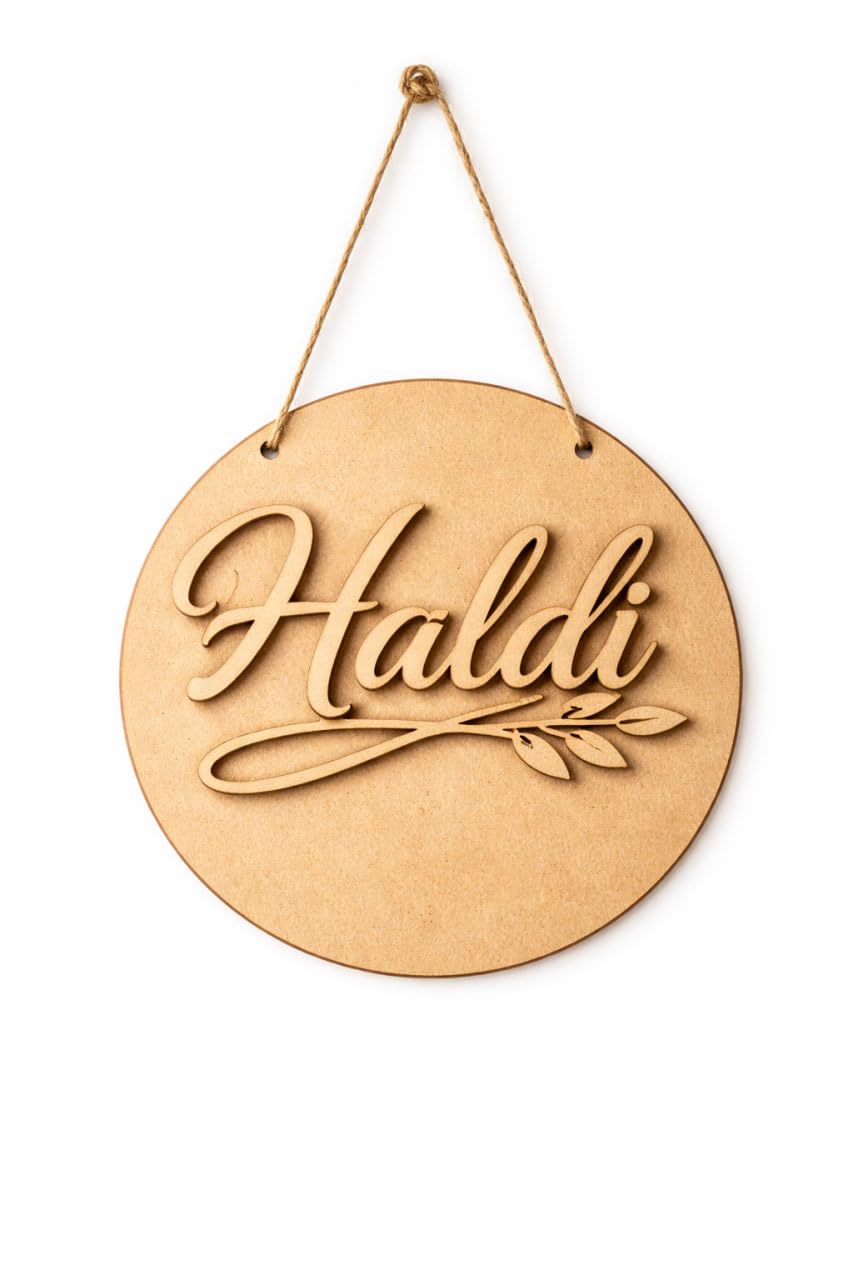 Mehndi Ceremony Wooden Round Board 14 Inch | Wedding Mehndi Decoration Sign Board