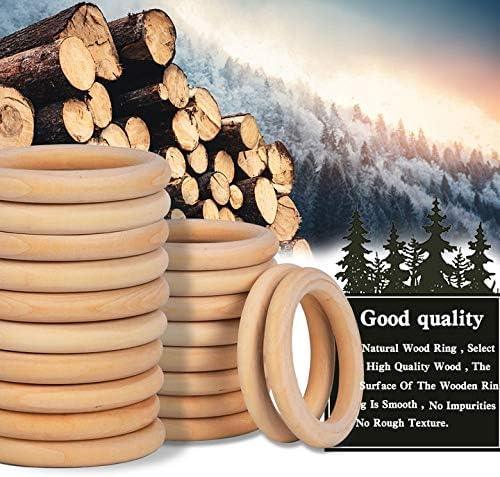 Haoser 10 Pcs 3 Inch DIY Natural Wood Rings for Crafts