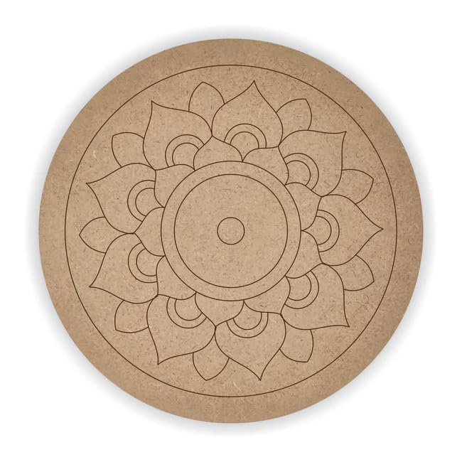 Wooden MDF Round Mandala Board – Pack of 2 Pre-Marked 10 Inch Circles for Mandala Art & Dot Painting