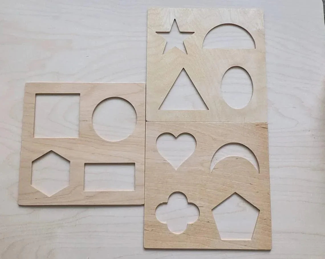 Haoser Wood Shapes Stencils. Montessori Pre-Writing Material. Pre-Writing Material for Preschoolers - Haoser