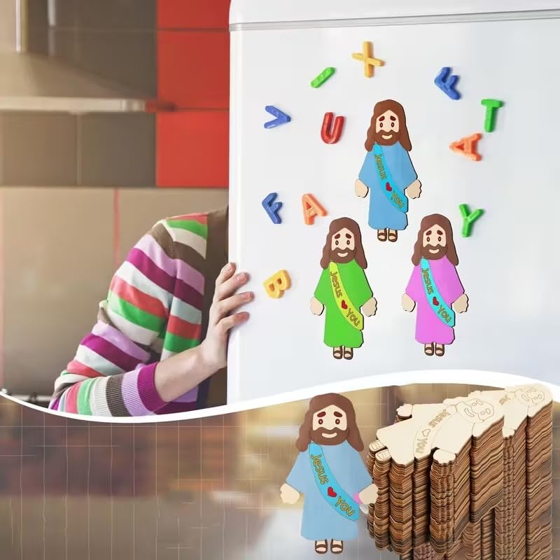 12 Pcs Wooden Figurine Set – Hand-Painted Style Mixed Color Wooden Figures for Crafts