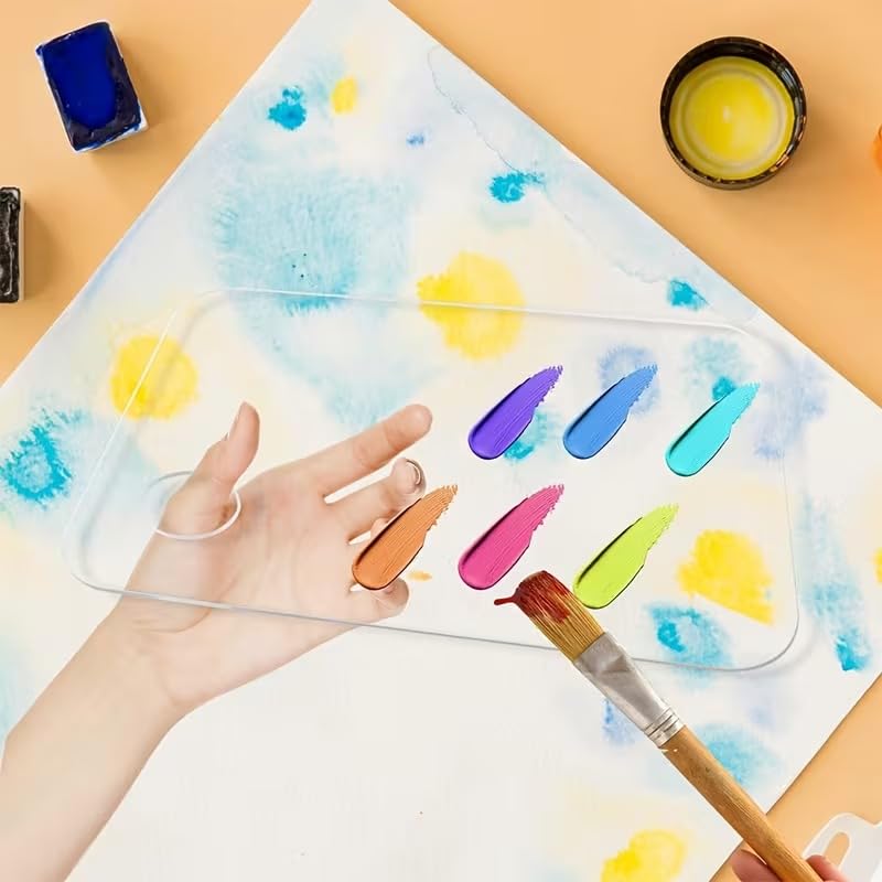 2 Pcs Transparent Acrylic Color Palette for Painting | Artist Oil, Watercolor