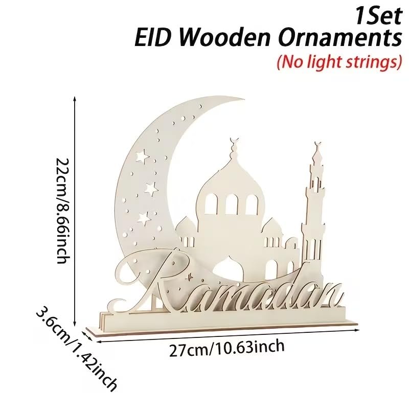 Ramadan Wooden Decorative Sign – Moon Castle 3D MDF Tabletop Ornament