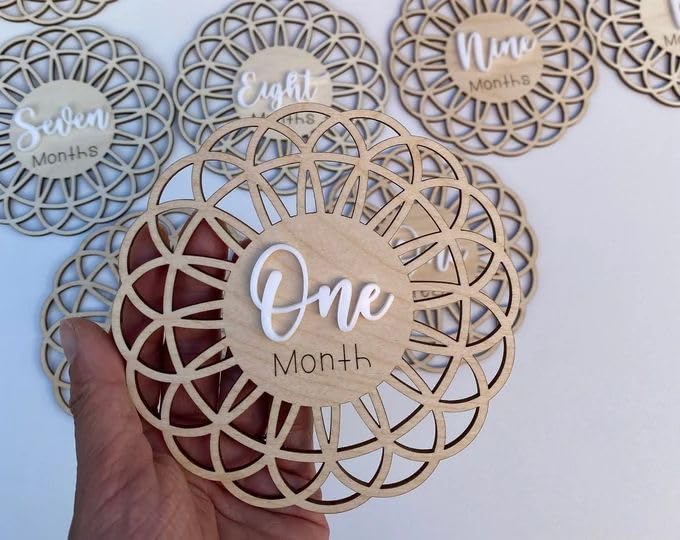 Set of 12 Boho Monthly Milestone Markers, Baby Milestone