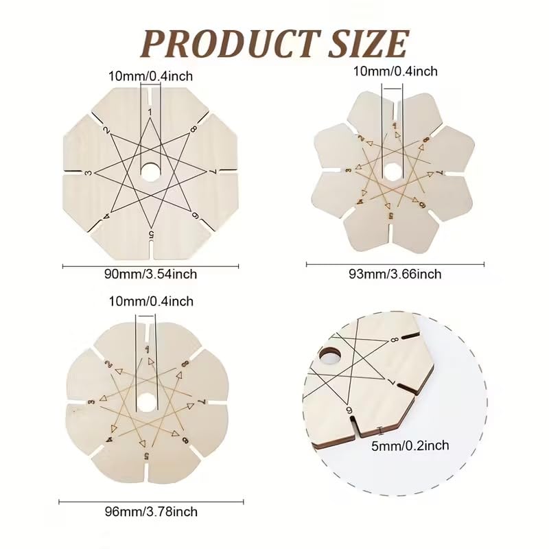 3 Pcs Flower-Shaped Wooden Braiding Discs, Kumihimo Bracelet Maker Tool