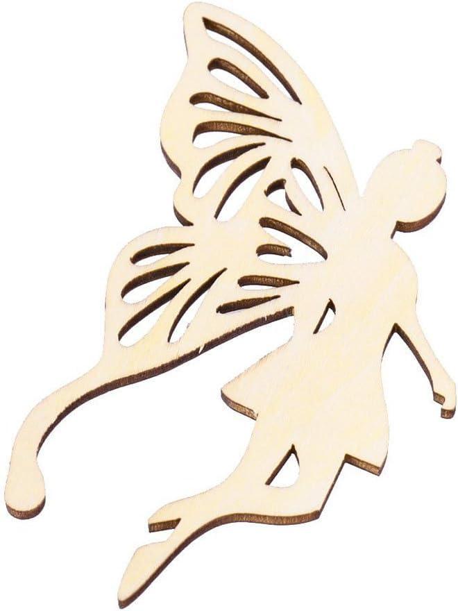 Haoser Wood Fairy Angel's Wings Shape Ornament Embellishment Tag with String Hanger,Pack of 10 - Haoser