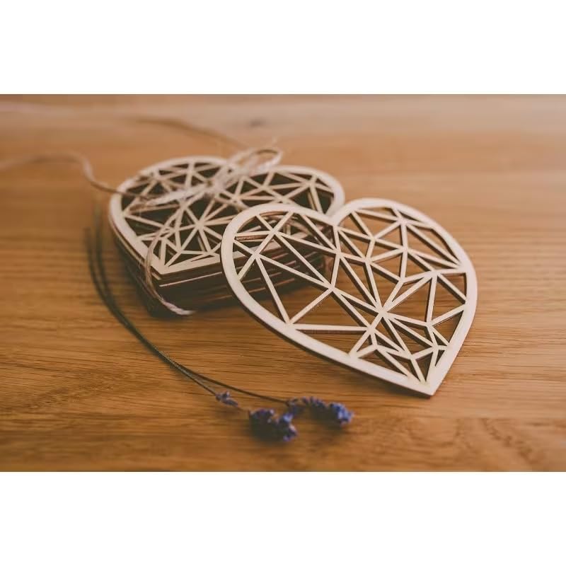 20 Pcs Wooden Heart-Shaped Coasters for Coffee & Tea | Unfinished MDF Wood Cutouts for DIY Crafts