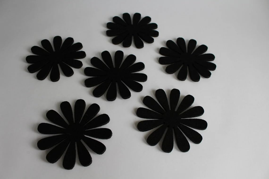 Set of 12 Housewarming Gift Felt Coasters Daisy Shape | 4x4 Inch Felt Coasters for Home Decoration, Table Protection & Furniture Surface Safety