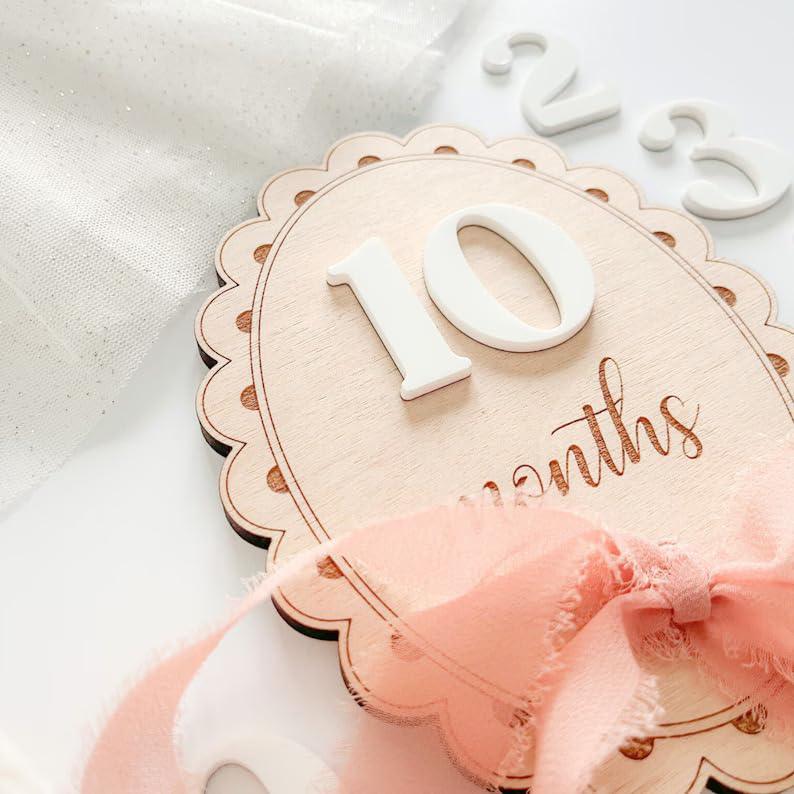 Haoser Baby Photo Props Cards for Baby Growth Recording (Ribbon)