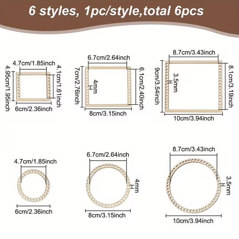 6 Pcs DIY Wooden Weaving Loom Craft Kit – Pine MDF Mini Loom Frames
