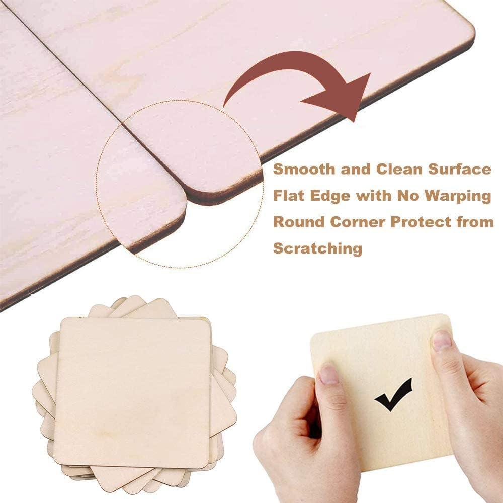 Haoser 50 Pcs Unfinished Wood Pieces, Natural Blank 5 X 5 Inch Wood Squares, Wooden Square Cutouts,MDF Cutouts for Art Crafts Painting, Coasters Engraving, Scrabble, Home Decorations - Haoser
