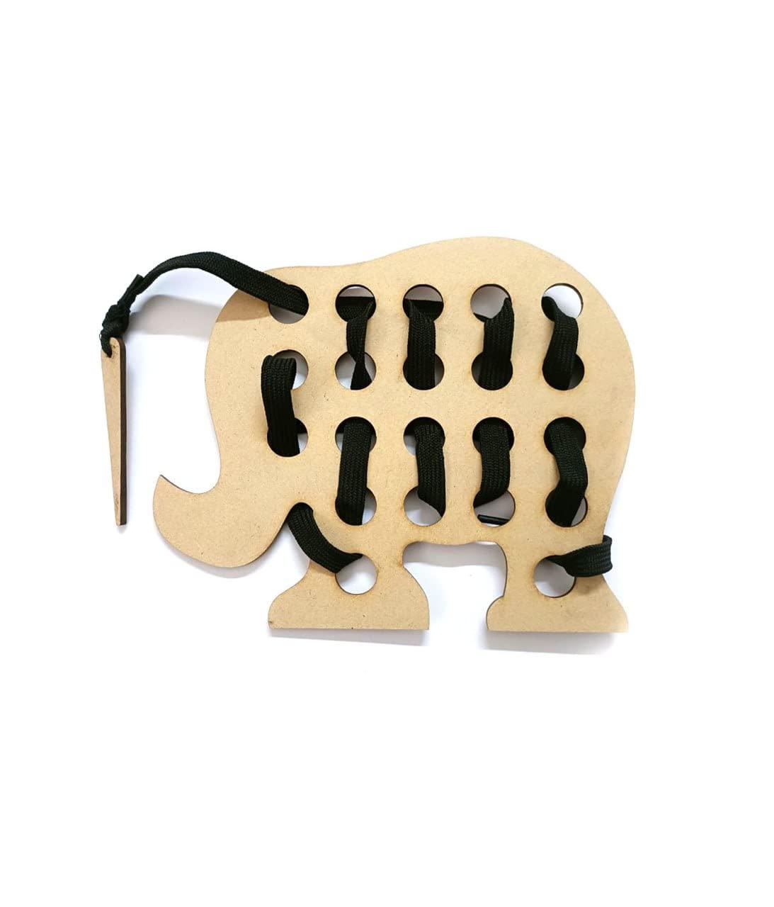 Haoser Elephant Sewing Toy, Wooden Lacing Toy Lacing Toy Toddlers, Wooden Threading Toys, Educational and Learning Montessori Activity Baby and Kids - Haoser