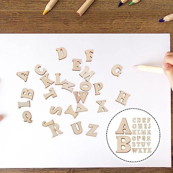 Haoser MDF Wooden Alphabets 4 Set (4 Pcs Each) - Art and Craft Purpose - Wooden Capital Letters - Haoser