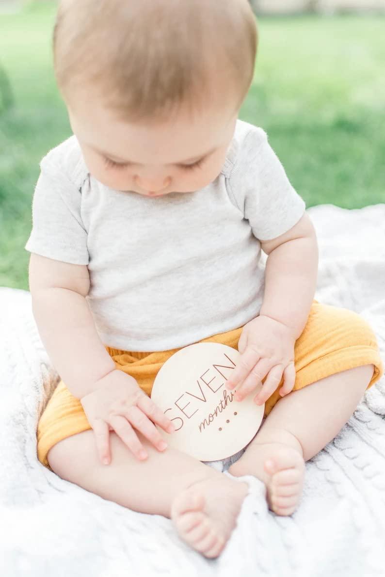 Haoser Monthly Baby Photoshoot Items,Milestone Cards for New Born Wooden,Baby Milestone Cards, Baby Photo Props, Wizard Gift, Baby Shower Gift. - Haoser