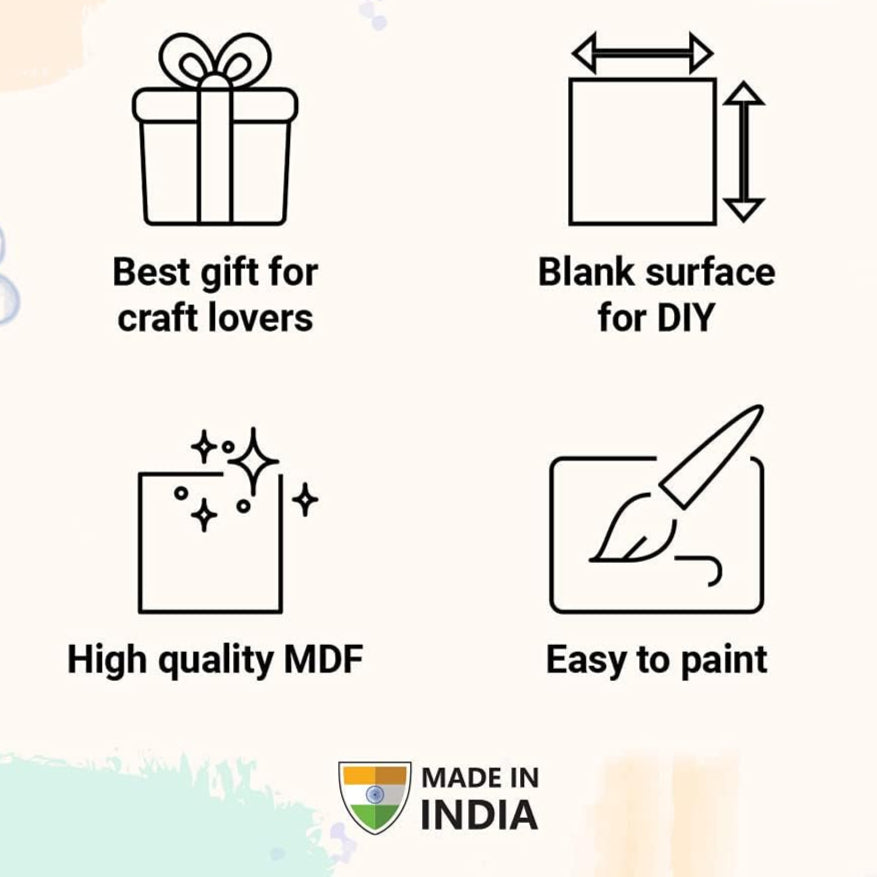 DIY Wood Sheet Craft - MDF Cutouts Hangings Rectangular - Plain MDF Blanks Cutouts - Set of 4 with 2 Holes for Painting Wooden Sheet Craft, Decoupage, Resin Art Work & Decoration