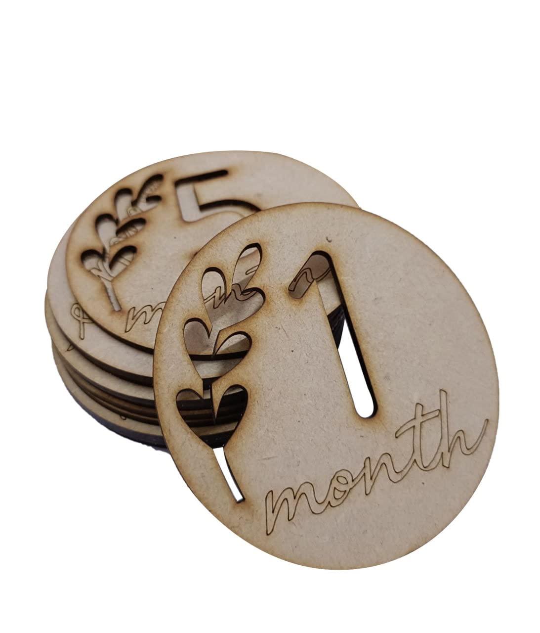 Haoser Wooden Monthly Milestone Discs for Baby Photos/Baby Milestone Cards/Leaf - Milestone Cards/New Baby Gift/Baby Shower Gift - Haoser
