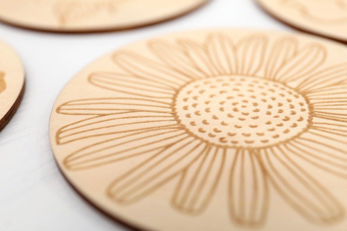 Haoser Wooden Flower Painting kit, Wooden Coaster Paint Kits for Adults Kids, DIY Kit for Birthday Gift, Wooden Mandala Painting Kit | Tea Coasters Art and Craft Kit for Kid Coaster DIY Kit Set - Haoser