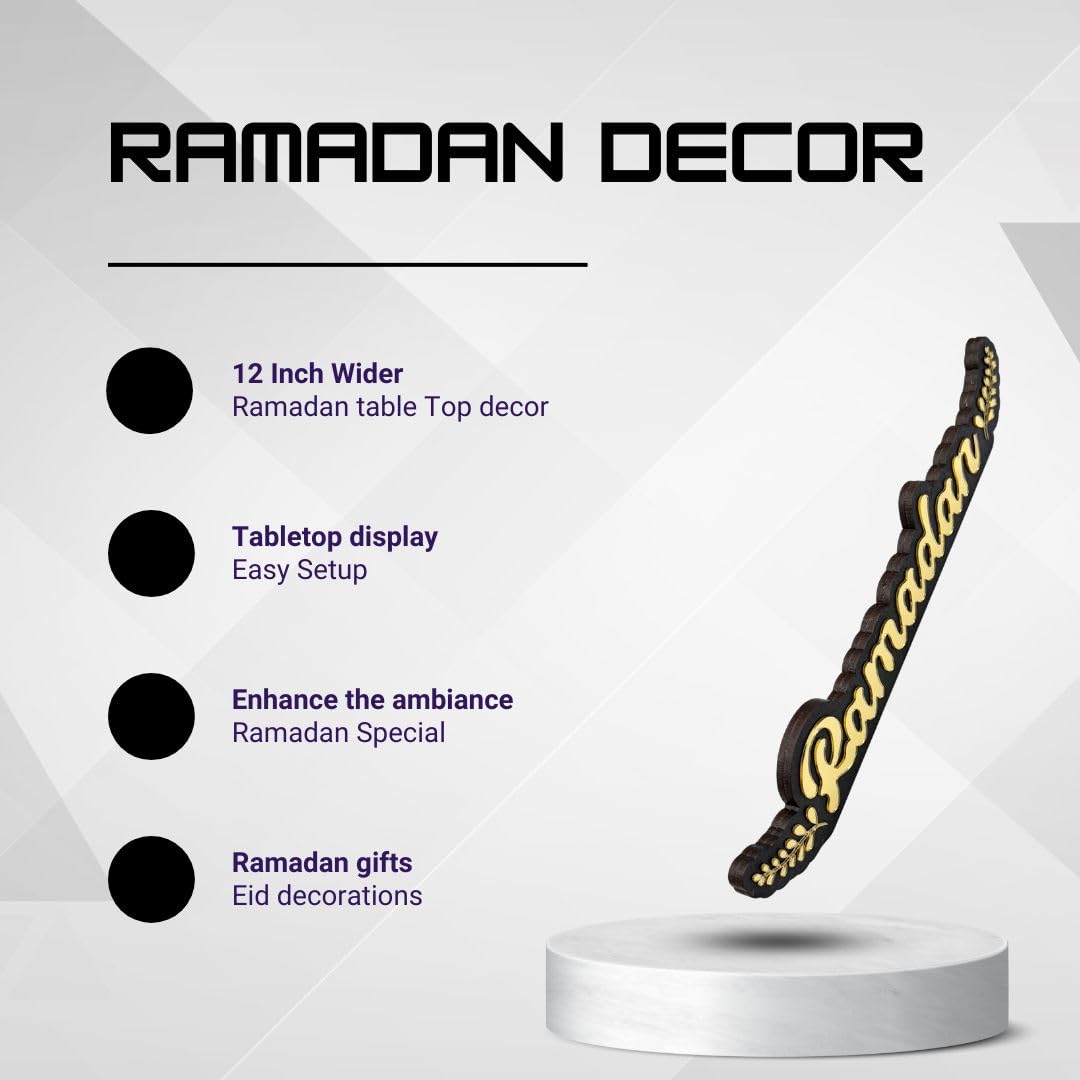 Haoser Wooden acrylic ramadan table decor Ramadan Kareem Islamic Table Decor Ramadan Gifts Ramadan Decoration item Islamic Home Decor,eid decoration items,Ramadan Kareem Tabletop Centerpiece-12 in