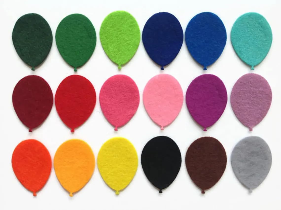 Pack of 20 Felt Balloon Cutouts – Mini Balloons for Sewing Crafts
