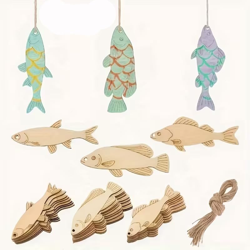 12 PCS Wooden Cutout Ornaments for DIY Painting – Hanging Decorations for Christmas