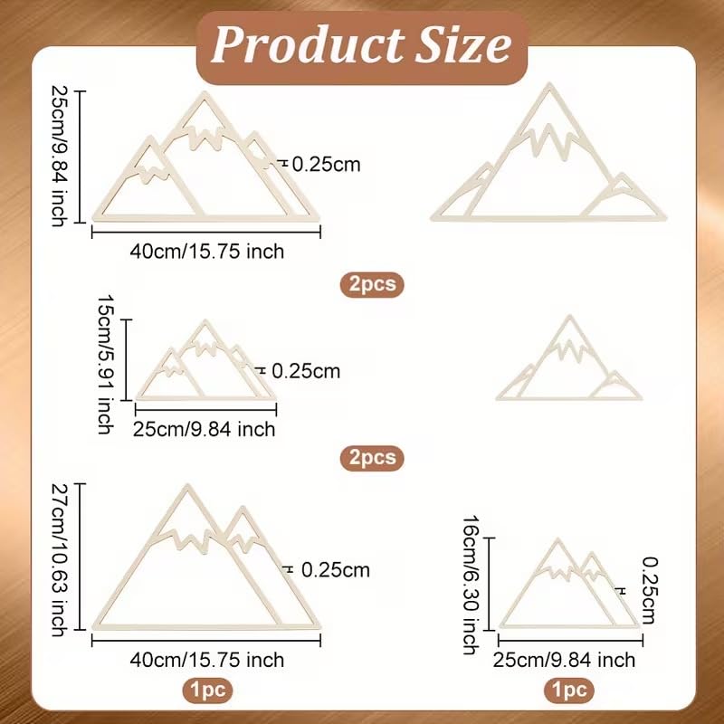 6 pcs Basswood Hex Mountain Frames with Tassels – DIY Macramé Crafting