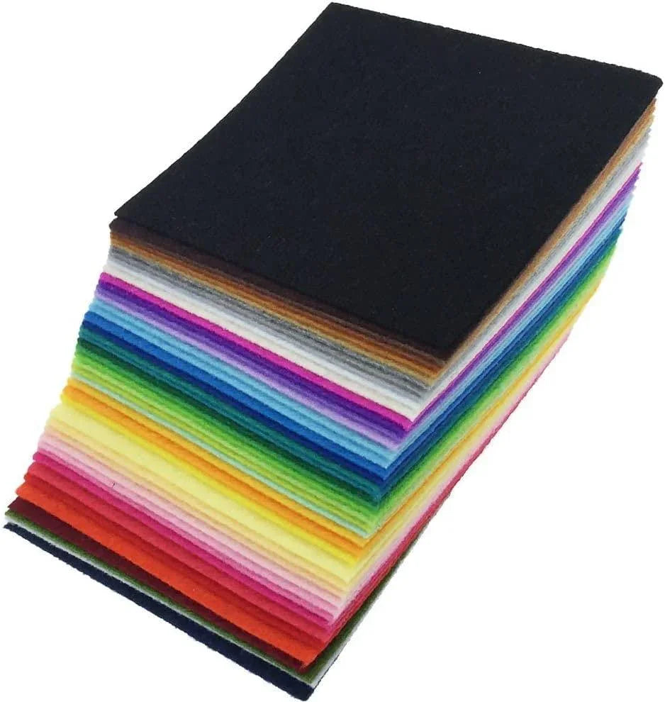 Haoser 42pcs Felt Fabric Sheet 4"x4" Assorted Color DIY Craft Squares Nonwoven 1mm Thick - Haoser