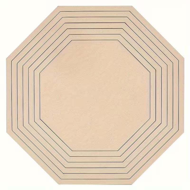 Set of 7 Octagonal Wooden Geometric Tracers (12.40 x 12.40 Inch)