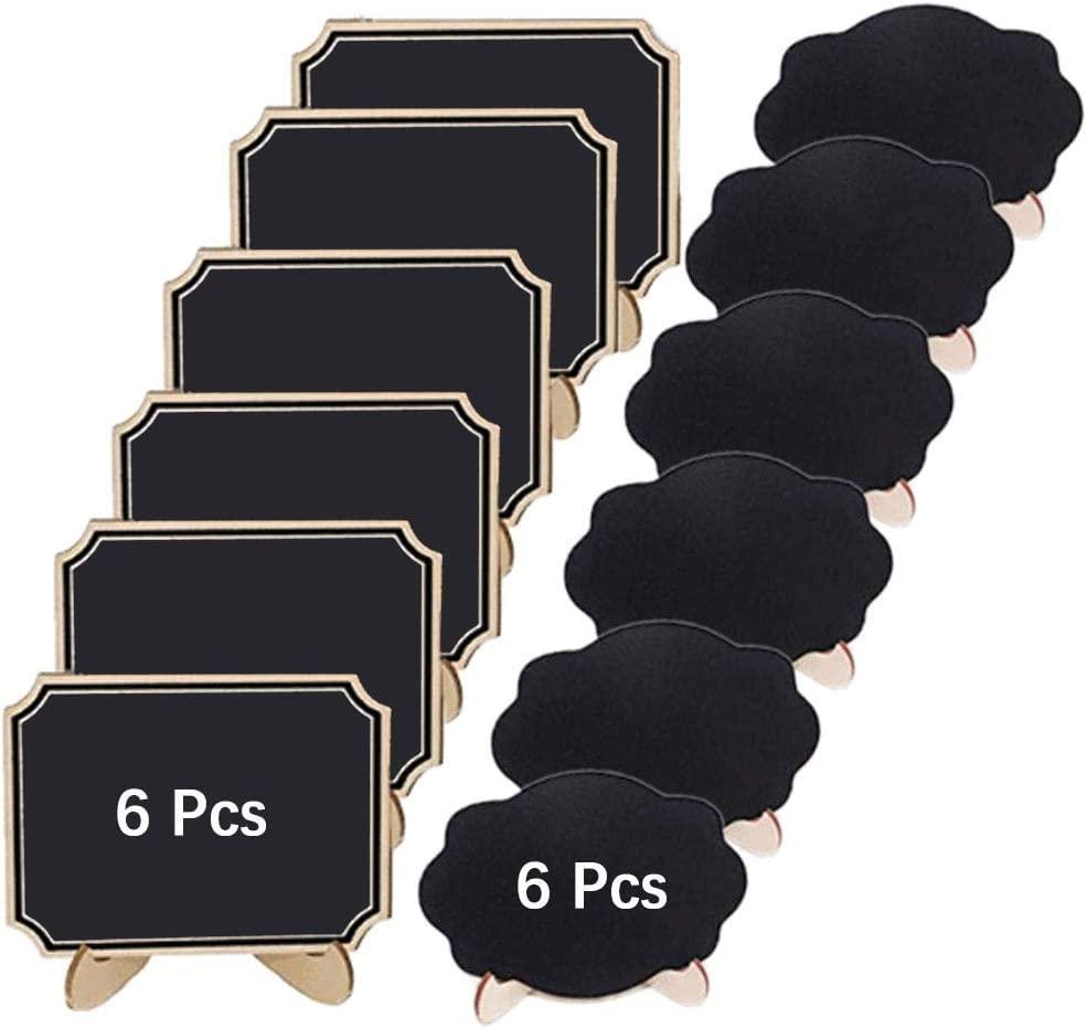 Haoser 12 Pack Mini Chalkboard Signs with Stand,Small Rectangle Wooden Chalkboards Blackboard for Food Signs,Food Signs, Wedding Signs, Message Board. - Haoser