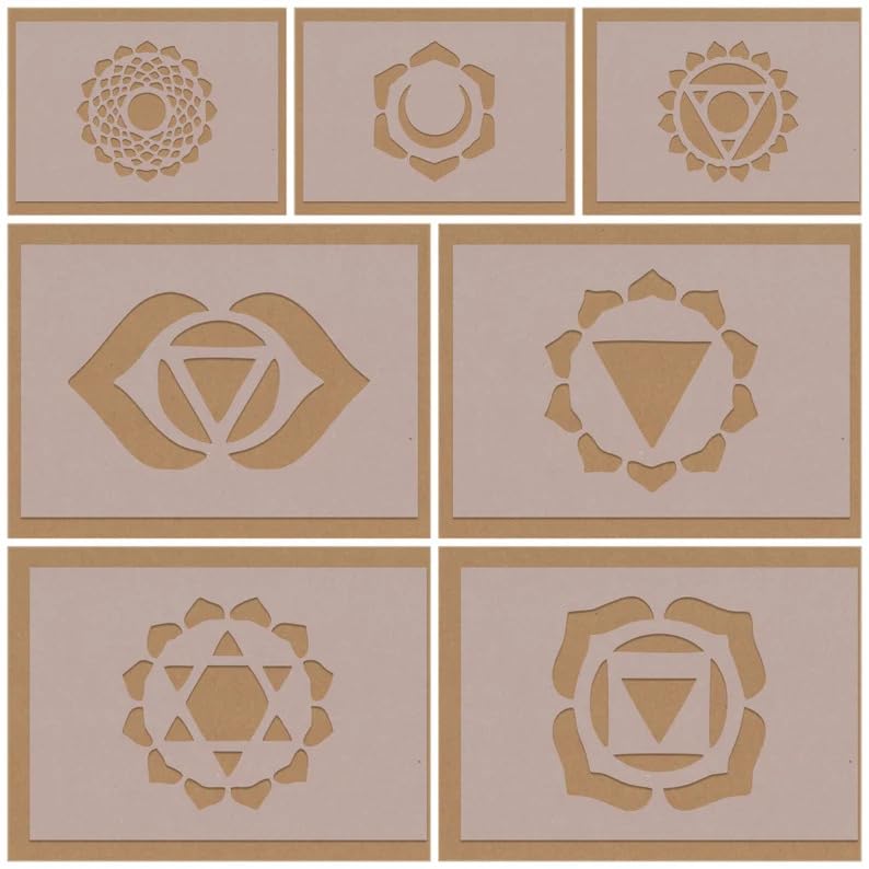 7 Chakra Symbol Stencil Individual 5.8X5.3 Inch Plastic Stencil for Painting