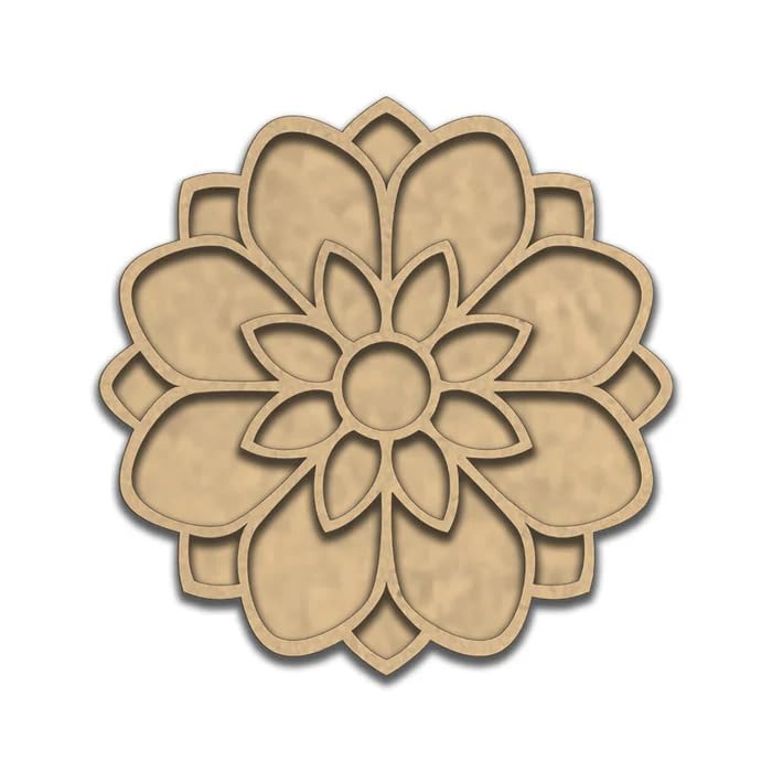 Wooden MDF Premarked Rangoli Cutout Stencils – 15 x 15 Inch Rangoli Mat for Diwali Decor