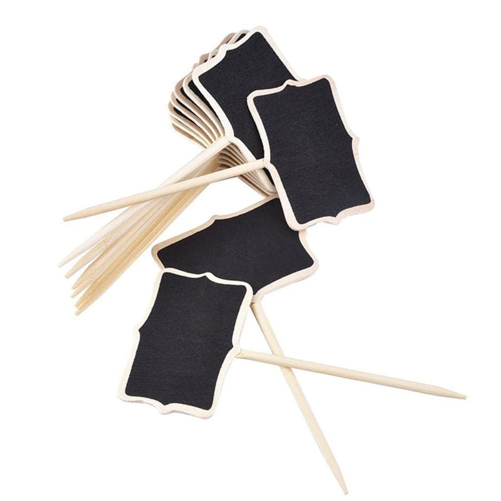 10 Pcs Wooden Chalkboard Price Tags with Stand – 7 Inch Reusable Mini Blackboard