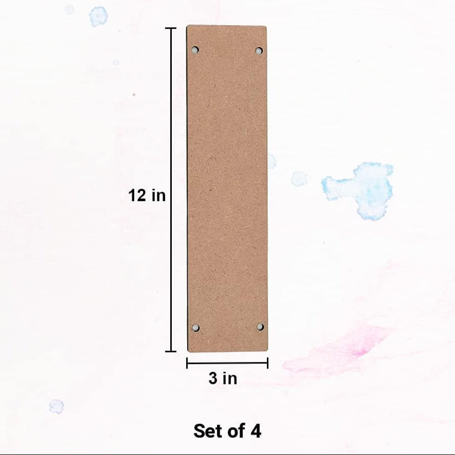 DIY Wood Sheet Craft - MDF Cutouts Hangings Rectangular - Plain MDF Blanks Cutouts - Set of 4 with 2 Holes for Painting Wooden Sheet Craft, Decoupage, Resin Art Work & Decoration