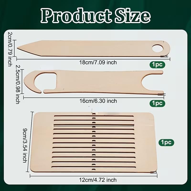 3 Pcs Wooden Knitting Loom Weaving Tools with 4×2 mm Slots – 3.54×4.72×0.1 Inch