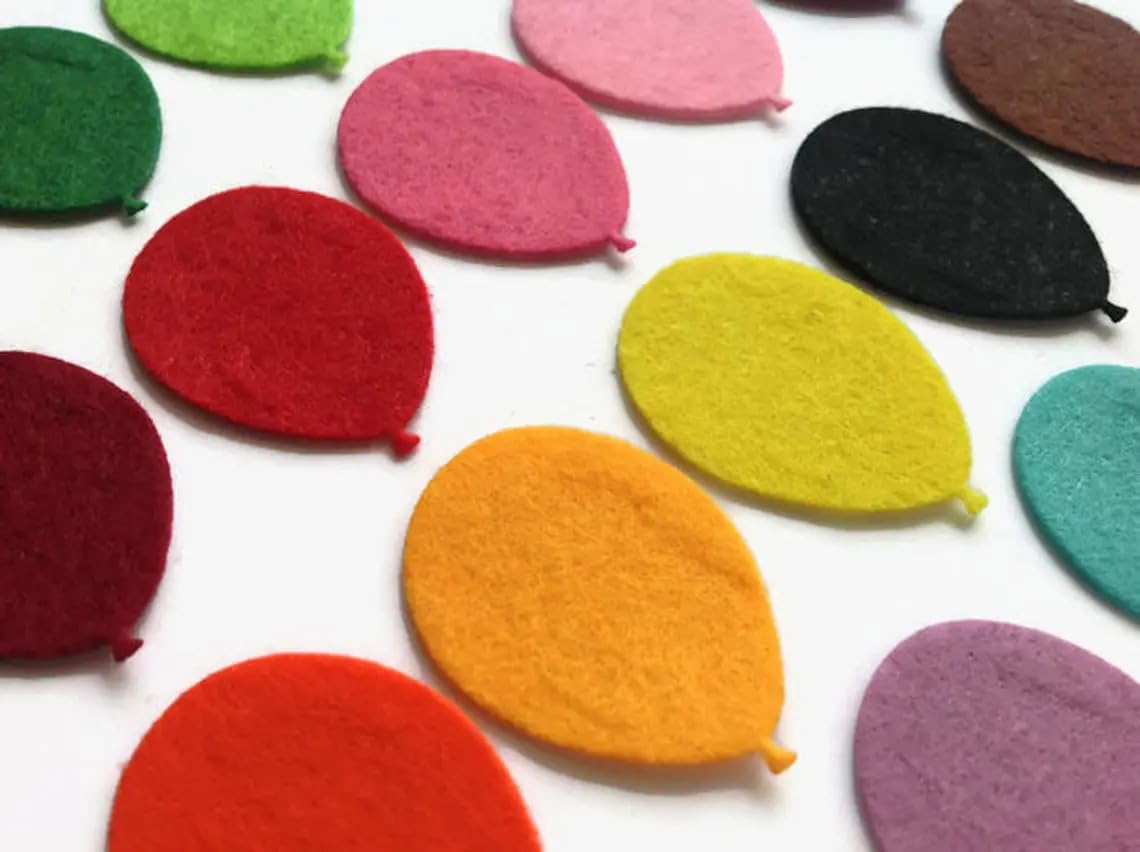 Pack of 20 Felt Balloon Cutouts – Mini Balloons for Sewing Crafts
