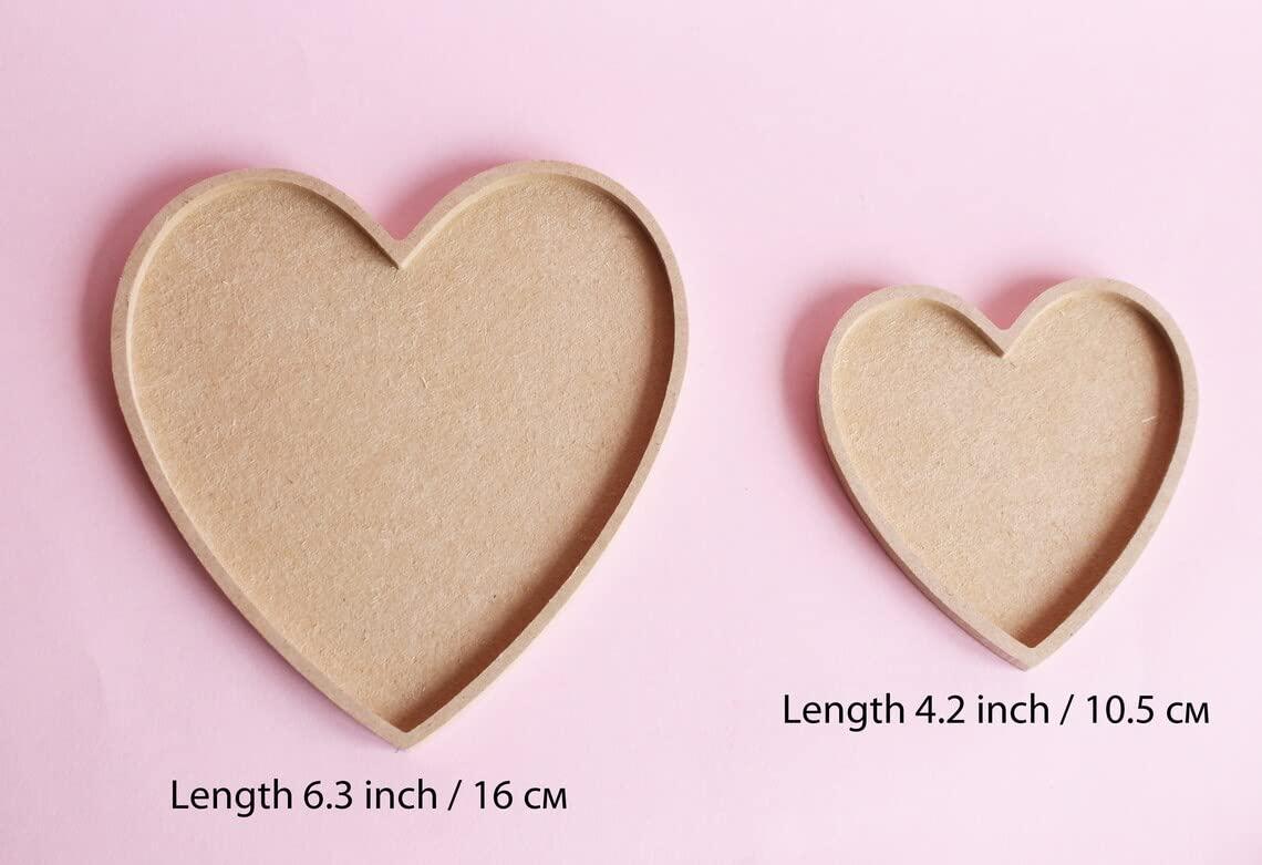 Haoser Wood Heart Combo Cutouts, Natural Unfinished Wooden Heart Cutout Shape for DIY Craft Projects, Decorative Design (Big Heart- 16cm, Small Heart- 10.5cm) - Haoser