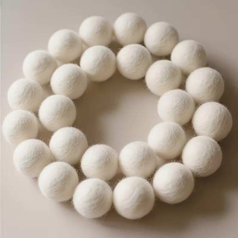 50 Pcs White Felt Balls (0.79 Inch) – Soft DIY Sewing Craft Material for Pom Pom Garlands