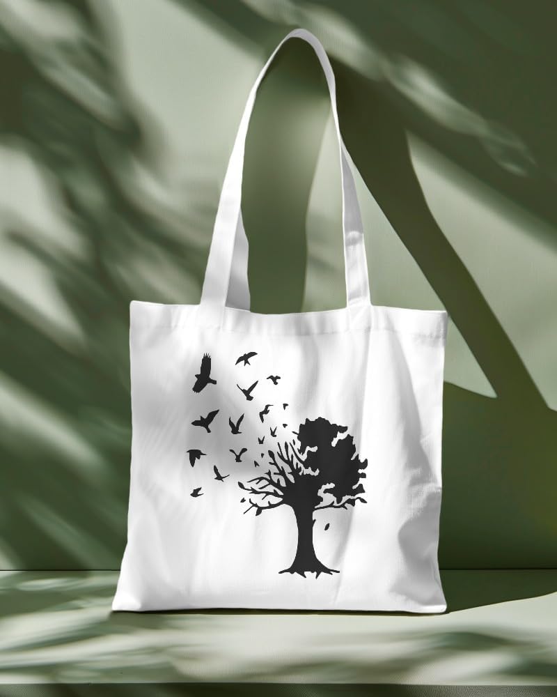 Tree with Flying Birds Stencil – 8.5x11 Inch Reusable Nature Stencil Template