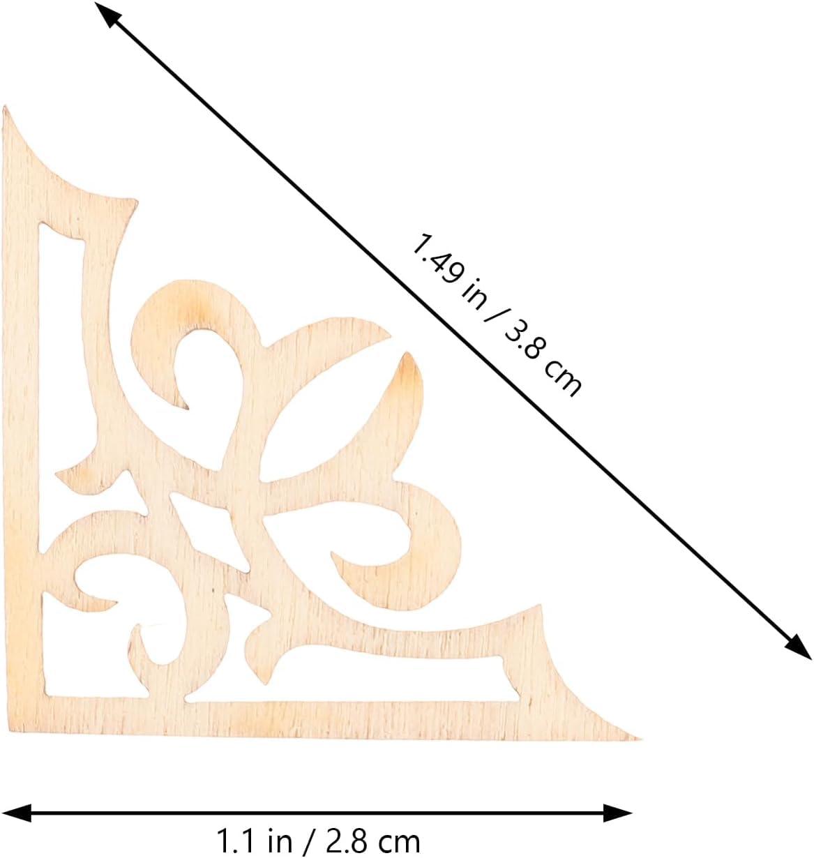 Haoser 20 pcs Unfinished Wood Crafts Carved Corner Onlays Unpainted Applique Furniture Door Decor - Haoser